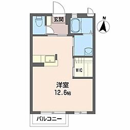 ウィスティアリア久留米 ワンルームの間取図画像