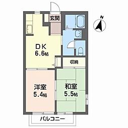 パレ・ルージュA 2DKの間取図画像