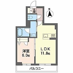 アンビシア西ノ内 1LDKの間取図画像