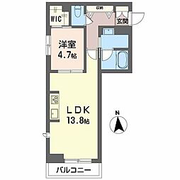 アンビシア西ノ内 1LDKの間取図画像