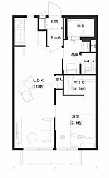 チーサー富田A 1LDKの間取図画像
