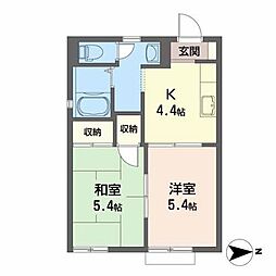 フローラルビラA 2Kの間取図画像