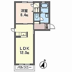 ルミエールショウワB 1LDKの間取図画像