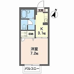 ジュネス古高山2 1Kの間取図画像