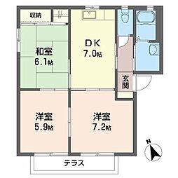 グリーンパーク結城 3DKの間取図画像