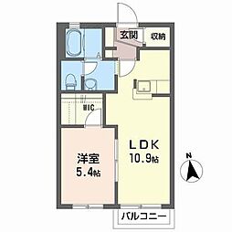 ソレイユ堤 1LDKの間取図画像