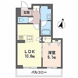 ヒュッゲ堂前 1LDKの間取図画像