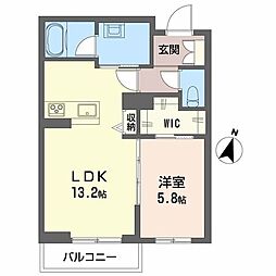 ヒュッゲ堂前 1LDKの間取図画像