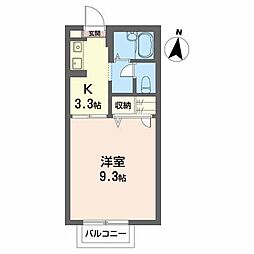 ディアス関場 1Kの間取図画像