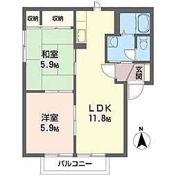 サンガーデン幸町C 2LDKの間取図画像