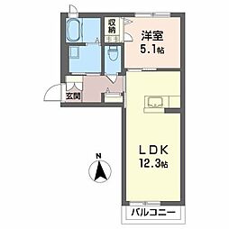 グラン・スイート富岡 1LDKの間取図画像