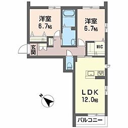 フレシール 2LDKの間取図画像