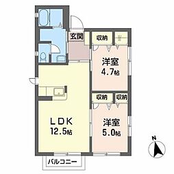 メゾンドコーラル 2LDKの間取図画像