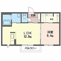 ピュアフラッツB棟 1LDKの間取図画像