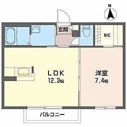 ソレイユA棟 1LDKの間取図画像