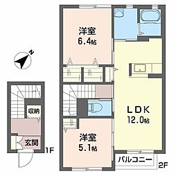 サニープレイスC 2LDKの間取図画像