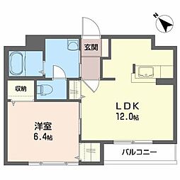 シャーメゾン八反田 1LDKの間取図画像