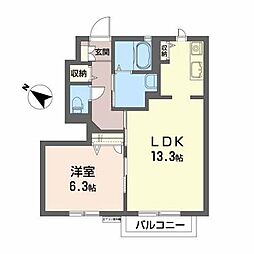 フォレストパーク 1LDKの間取図画像