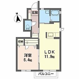 ル・パルクB 1LDKの間取図画像