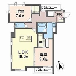 メゾンマスト城西 2LDKの間取図画像