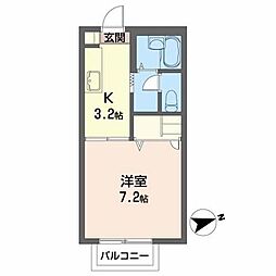 エトワール七日町 1Kの間取図画像