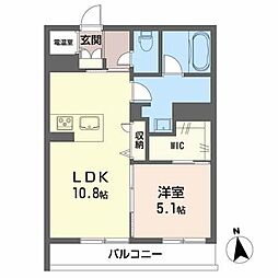 シャーメゾン米沢中央 1LDKの間取図画像