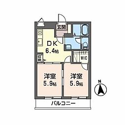 アークアンシェル 2DKの間取図画像