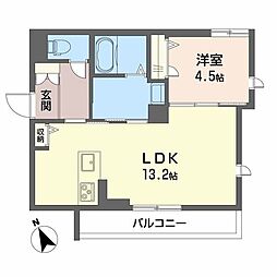 プレジオキソ 1LDKの間取図画像