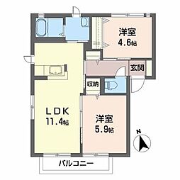 パークヒルA 2LDKの間取図画像