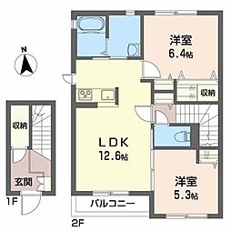 シャーメゾン千日町 2LDKの間取図画像
