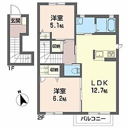 ゆたかシャーメゾン 2LDKの間取図画像
