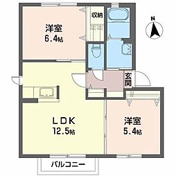 ボーフィールドA 2LDKの間取図画像