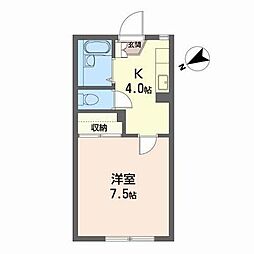 Euro-Heights名須川B棟 1Kの間取図画像