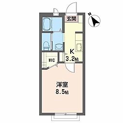 リバーサイドキタカミ 1Kの間取図画像