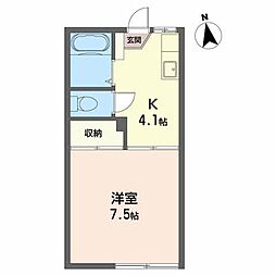 セントラルアベニュー 1Kの間取図画像
