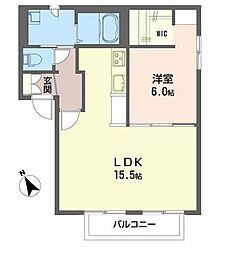 グランシード三ツ割A 1LDKの間取図画像