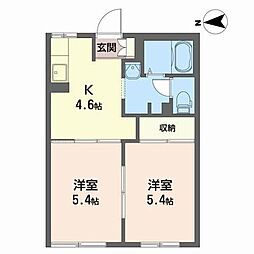 ディアス・田園1 2Kの間取図画像