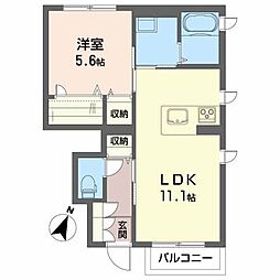 シャーメゾンカスターニエ 1LDKの間取図画像