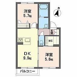 シャーメゾンポルトA 2DKの間取図画像
