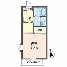 シーアンドエム 1Kの間取図画像