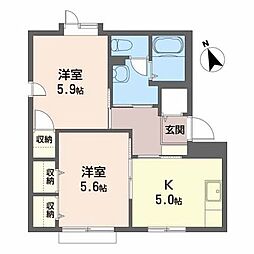 クレセントK 2Kの間取図画像