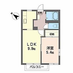 グロスフォーレット 1LDKの間取図画像