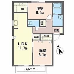 サン・カシオペアC 2LDKの間取図画像
