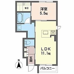 シャーメゾン田園 1LDKの間取図画像
