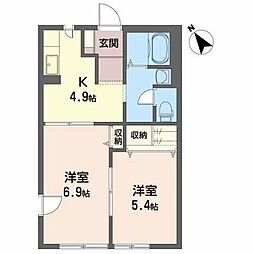 サン・ベガサスB 2Kの間取図画像