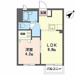 プレザントハウスM-6 1LDKの間取図画像