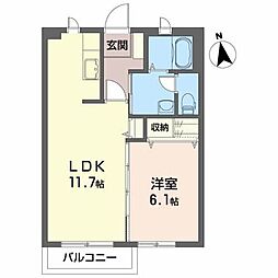 シャーメゾン桜屋敷 1LDKの間取図画像