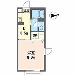 メゾン斉ノ神B 1Kの間取図画像