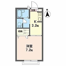 バリュージュ大畑 1Kの間取図画像