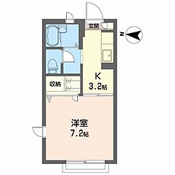 シャーメゾン才天B 1Kの間取図画像